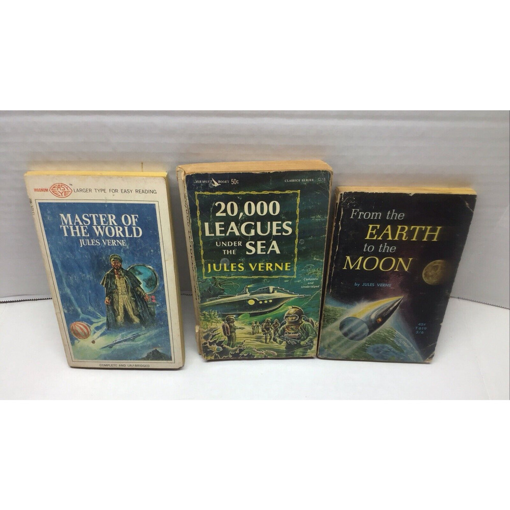 Jules Verne Vintage Paperback Lot 1963 1965 1968 Sci Fi Classics